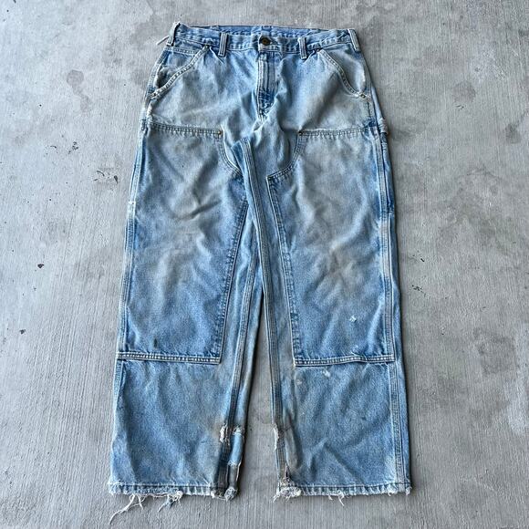 Carhartt Other - Vintage Y2K Carhartt denim blue jeans double knee work wear carpenter pants